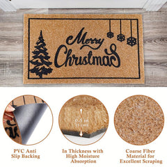Christmas Door Mat Outdoor Merry Christmas Doormat with Non Slip Backing