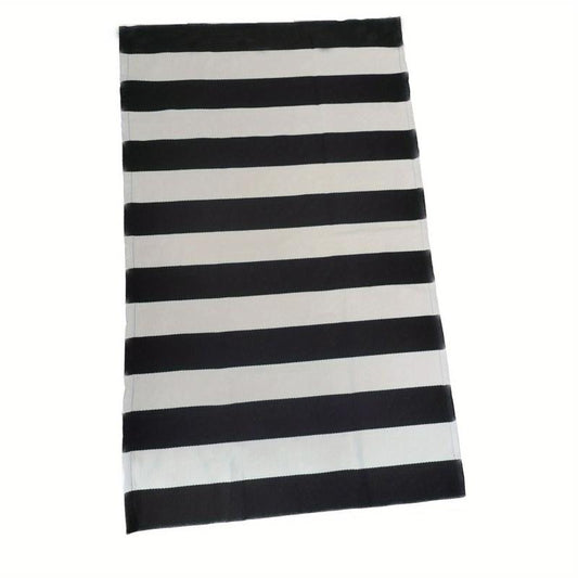 Striped Rug Indoor Outdoor Hand Woven Doormat Washable Layered Entryway