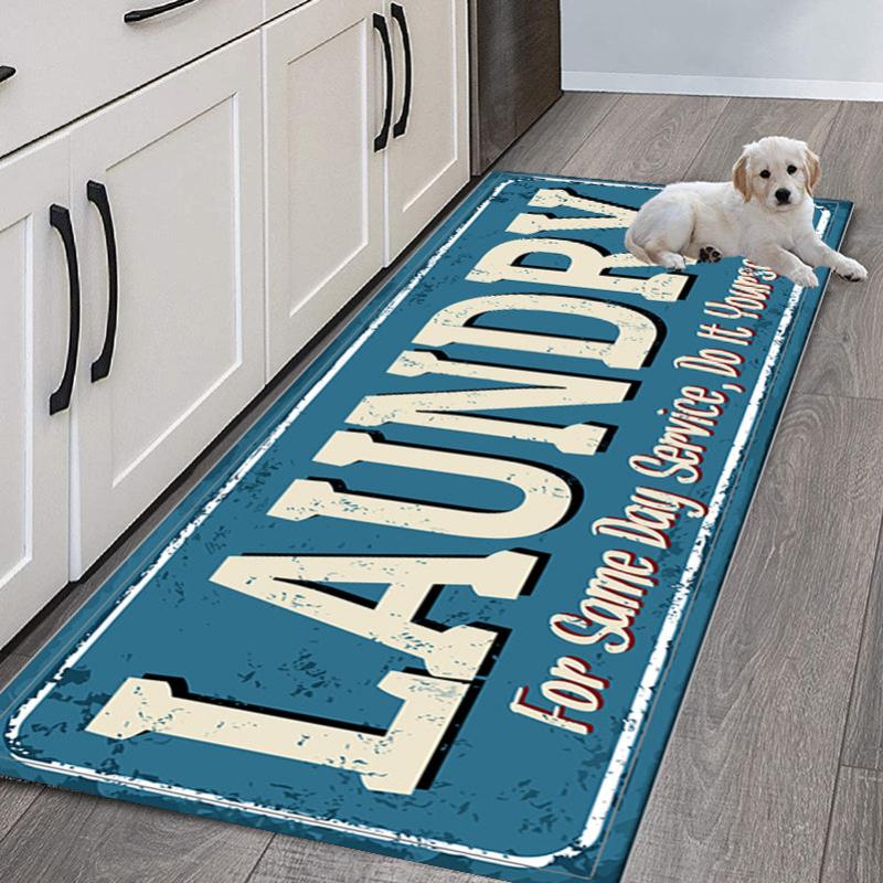 Waterproof Laundry Room Runner Rug 3D Laundry Dog Printed Carpet Mat Non Slip