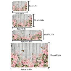 Polyester Rug Vintage Flower Wooden Board Pattern Print Floor Mat
