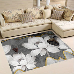 Lotus Flower Printed Carpet Soft and Stylish Living Room Rug