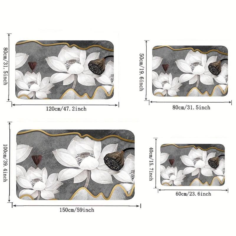 Lotus Flower Printed Carpet Soft and Stylish Living Room Rug