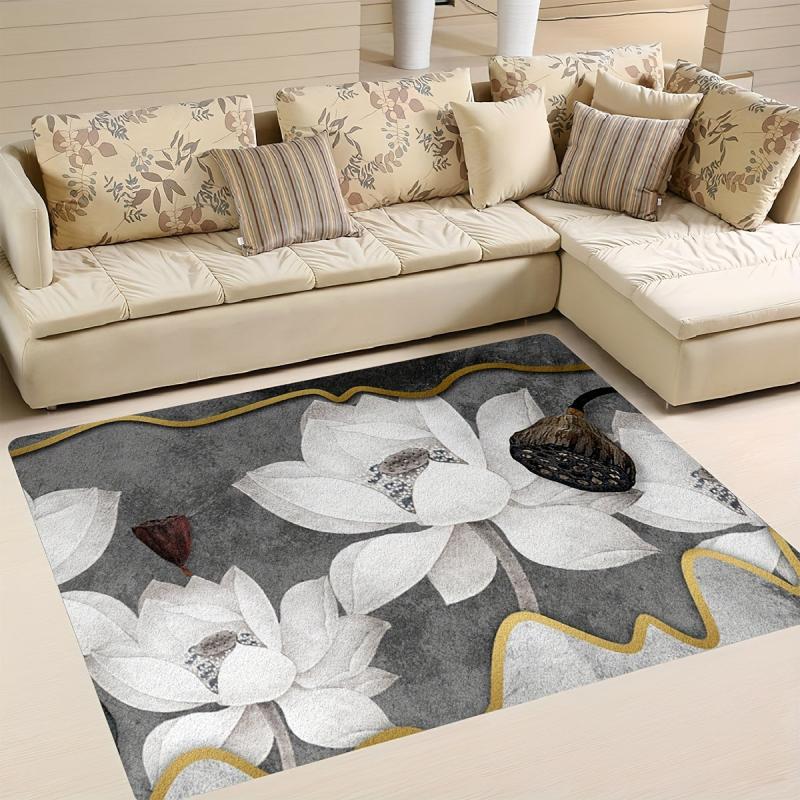 Lotus Flower Printed Carpet Soft and Stylish Living Room Rug