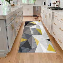 Gray Geometric Floor Mat Non Slip Entry Door Porch Carpet Water Absorbing Mat