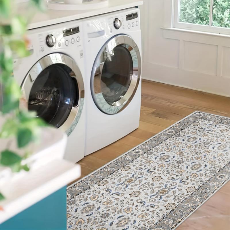 Long Polyester Rug Laundry Room Rug Oriental Hallway Runner Kitchen Mat Soft Non