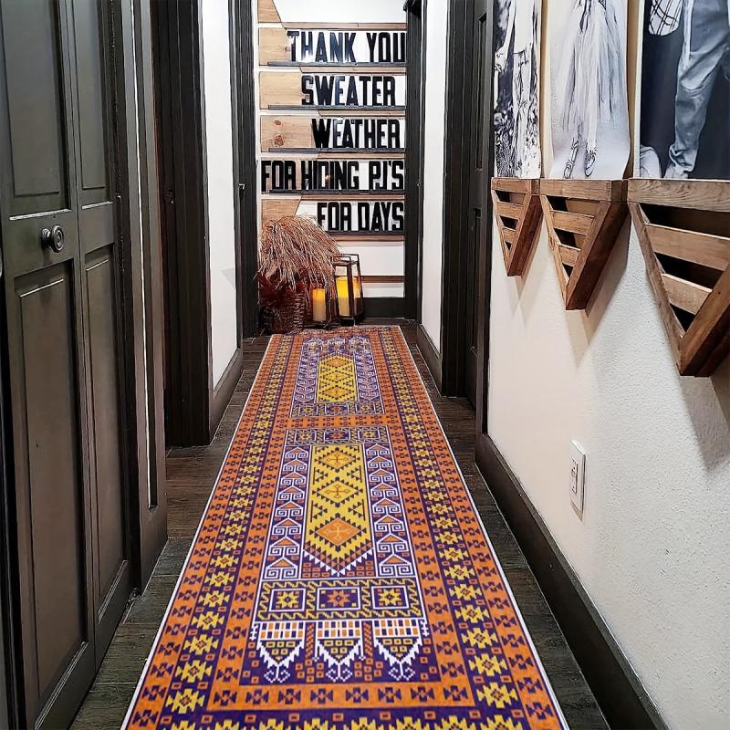 Boho Area Rug Long Oriental Hallway Runner Soft Non Slip Washable Stair Carpet