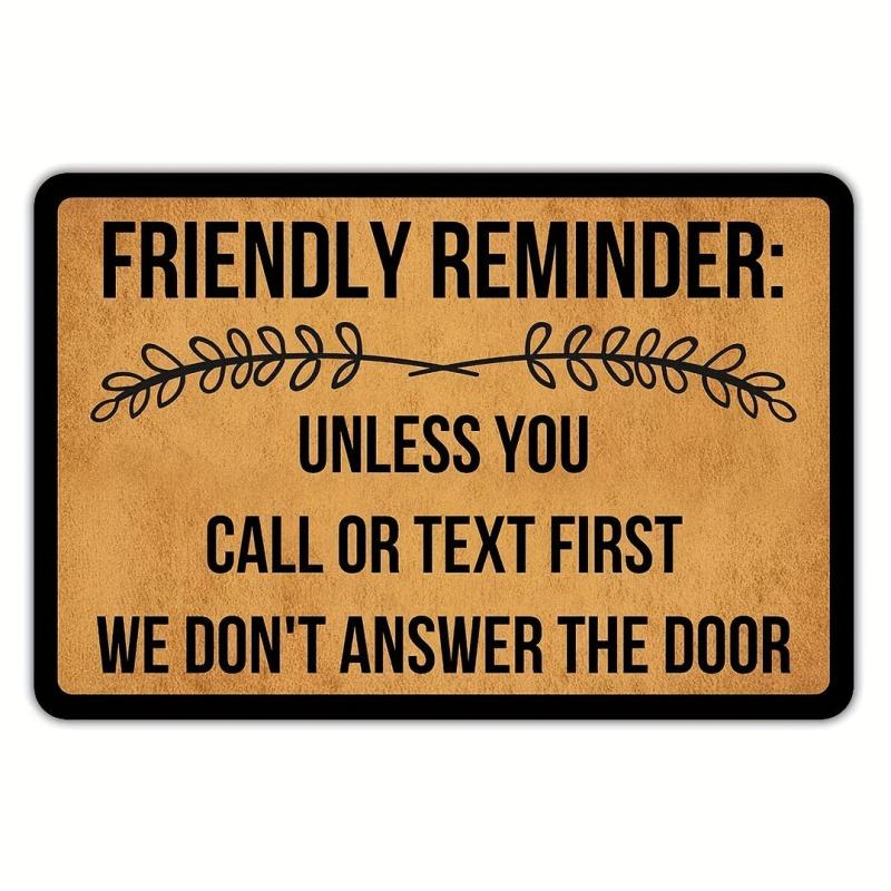 Friendly Reminder Welcome Mat Non Slip Rubber Door Mat 23.6x15