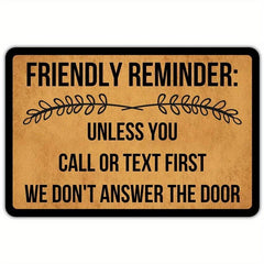 Friendly Reminder Welcome Mat Non Slip Rubber Door Mat 23.6x15