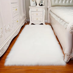 Faux Wool Long Plush Carpet Mat Solid Home Living Room Coffee Table Carpet Mat