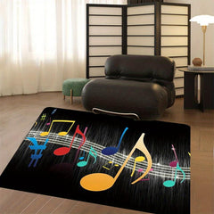 Colorful Rug Musical Note Print Carpet 0.39in Thick Anti Slip Floor Mat