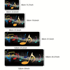 Colorful Rug Musical Note Print Carpet 0.39in Thick Anti Slip Floor Mat