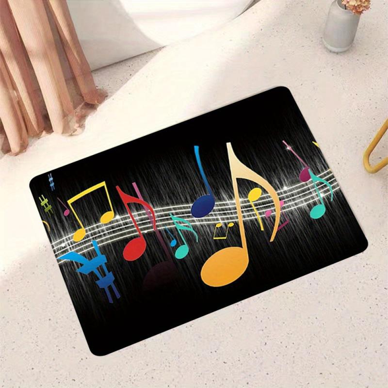 Colorful Rug Musical Note Print Carpet 0.39in Thick Anti Slip Floor Mat
