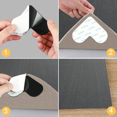 4pcs Non Slip Rug Gripper Double Sided Rug Pad Carpet Tape Corner Side Gripper