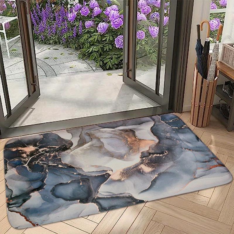 Light Marble Pattern Indoor Door Mat Soft Non Slip Absorbent Entrance Rug