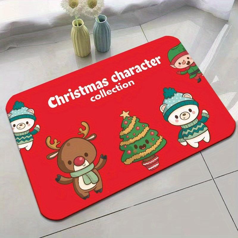 Christmas Decorative Carpet Absorbent Kitchen Mat Non Slip Machine Washable