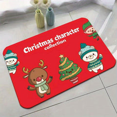 Christmas Decorative Carpet Absorbent Kitchen Mat Non Slip Machine Washable