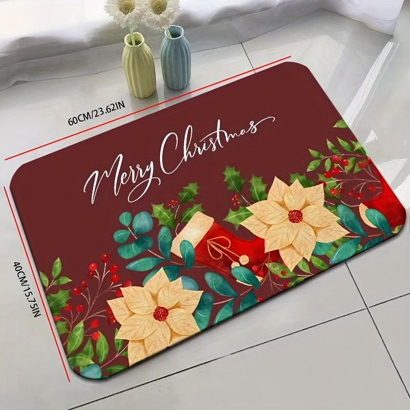 Christmas Decorative Carpet Absorbent Kitchen Mat Non Slip Machine Washable