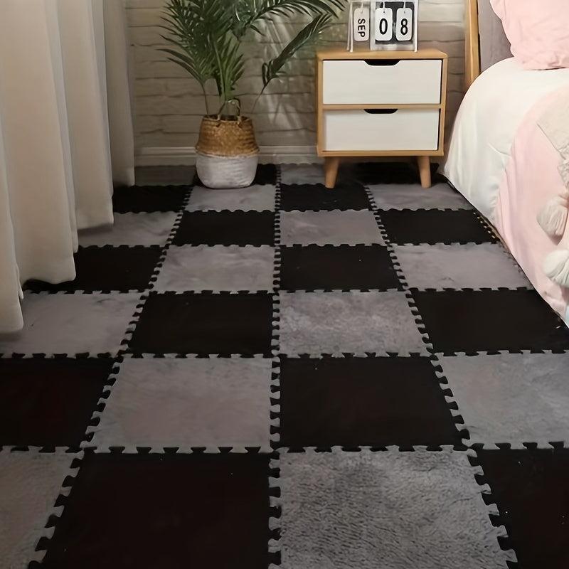 12pcs Foam Puzzle Floor Mat Interlocking Fluffy Puzzle Flooring Tiles