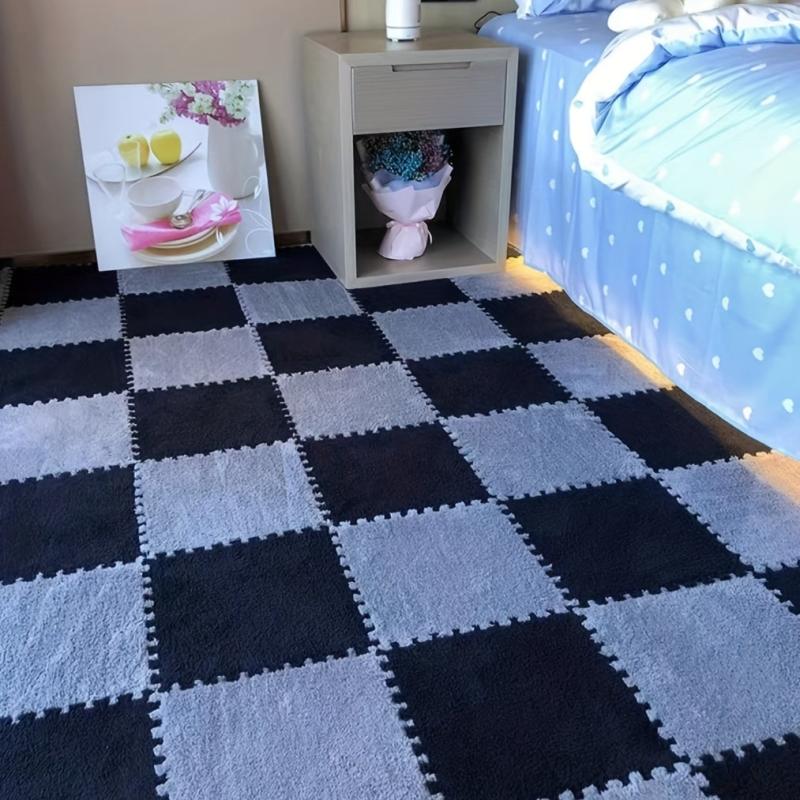 12pcs Foam Puzzle Floor Mat Interlocking Fluffy Puzzle Flooring Tiles