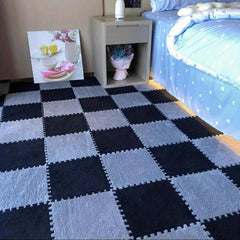 12pcs Foam Puzzle Floor Mat Interlocking Fluffy Puzzle Flooring Tiles