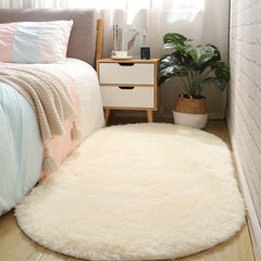 Soft Plush Oval Shaggy Area Rug for Bedroom and Living Room