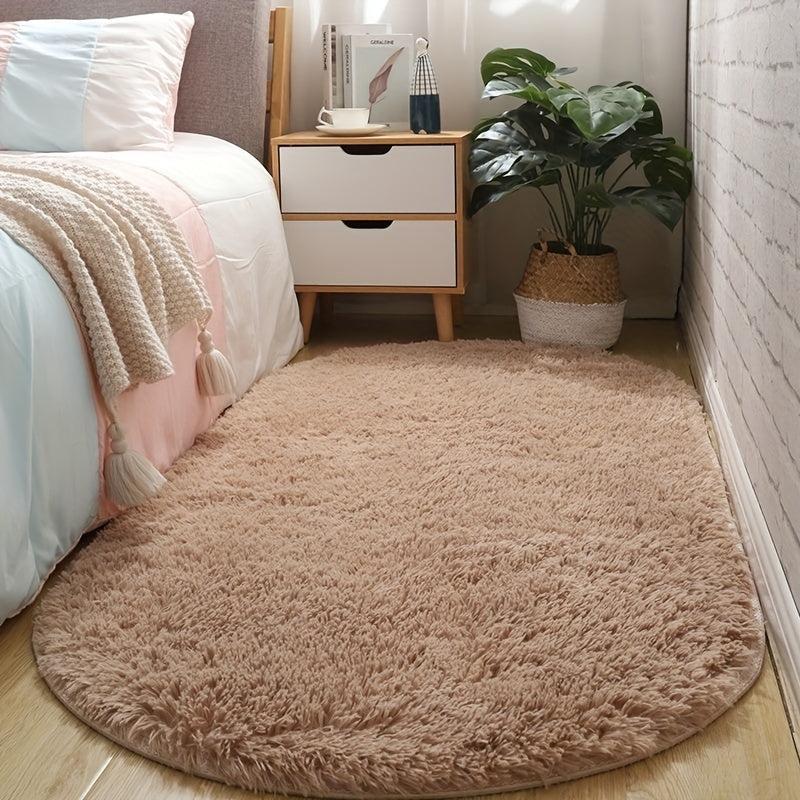 Soft Plush Oval Shaggy Area Rug for Bedroom and Living Room