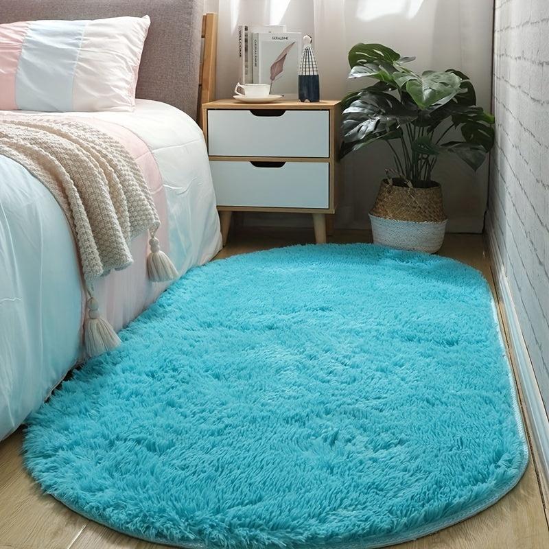 Soft Plush Oval Shaggy Area Rug for Bedroom and Living Room