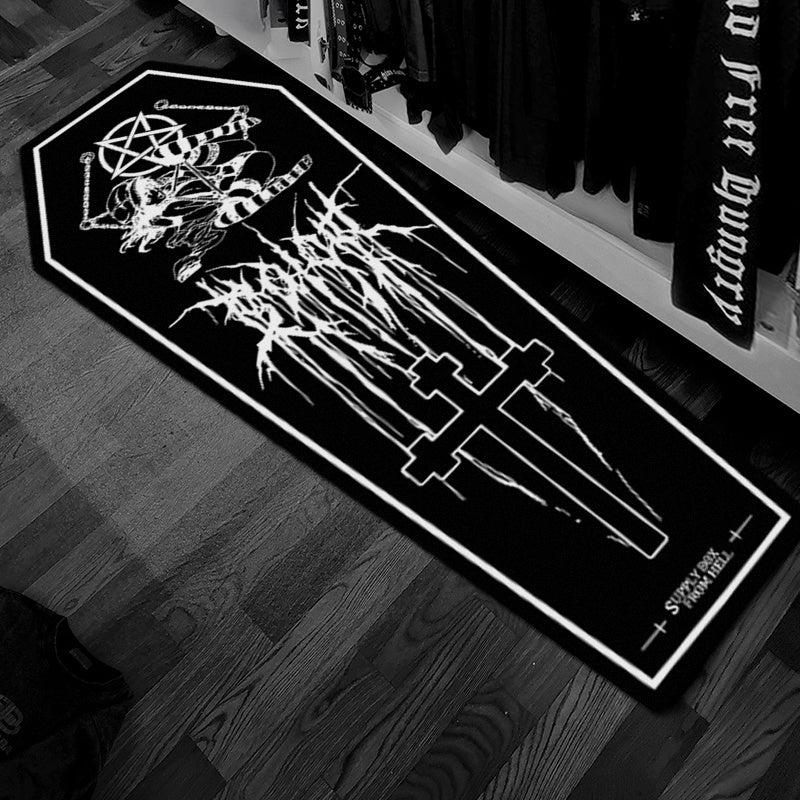 Gothic Coffin Shape Rug Thickened Dark Irregular Carpet Halloween Home Decor