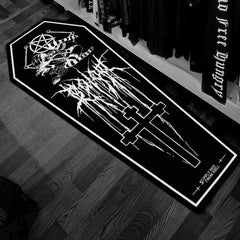 Gothic Coffin Shape Rug Thickened Dark Irregular Carpet Halloween Home Decor