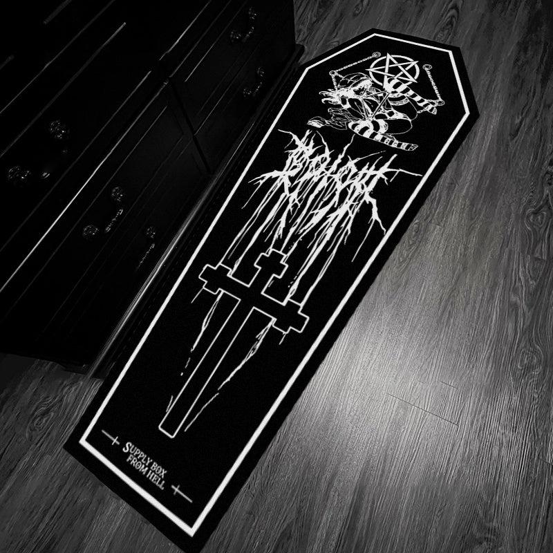 Gothic Coffin Shape Rug Thickened Dark Irregular Carpet Halloween Home Decor