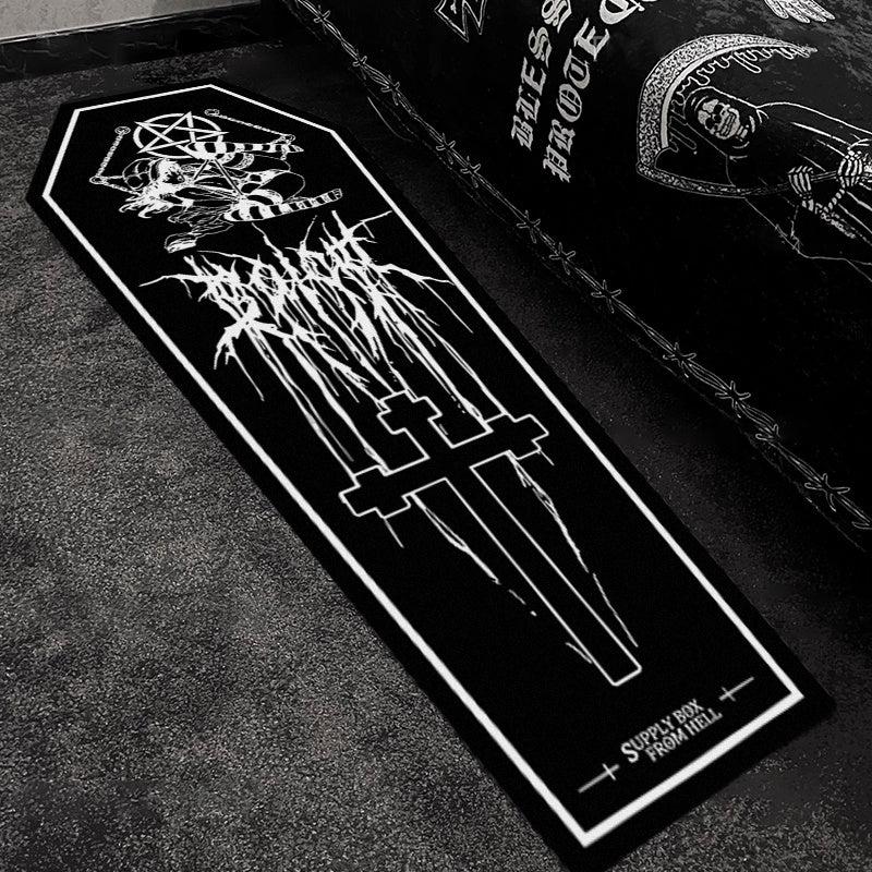 Gothic Coffin Shape Rug Thickened Dark Irregular Carpet Halloween Home Decor