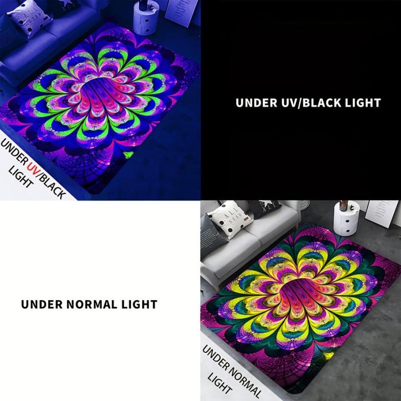 UV Flannel Luminous Illusion Rug 3D Swirl Non Slip Area Rug