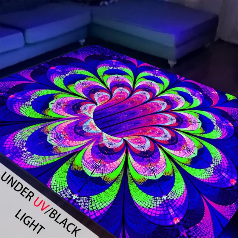 UV Flannel Luminous Illusion Rug 3D Swirl Non Slip Area Rug