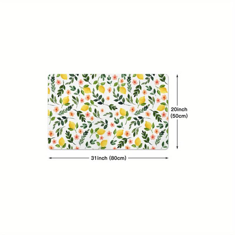 Yellow Lemons Fruit Kitchen Mat Non Slip Easy to Clean Rug