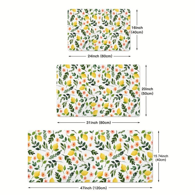 Yellow Lemons Fruit Kitchen Mat Non Slip Easy to Clean Rug