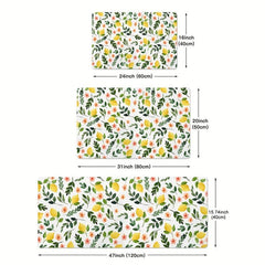 Yellow Lemons Fruit Kitchen Mat Non Slip Easy to Clean Rug