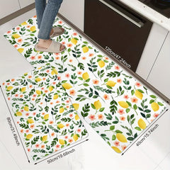 Yellow Lemons Fruit Kitchen Mat Non Slip Easy to Clean Rug