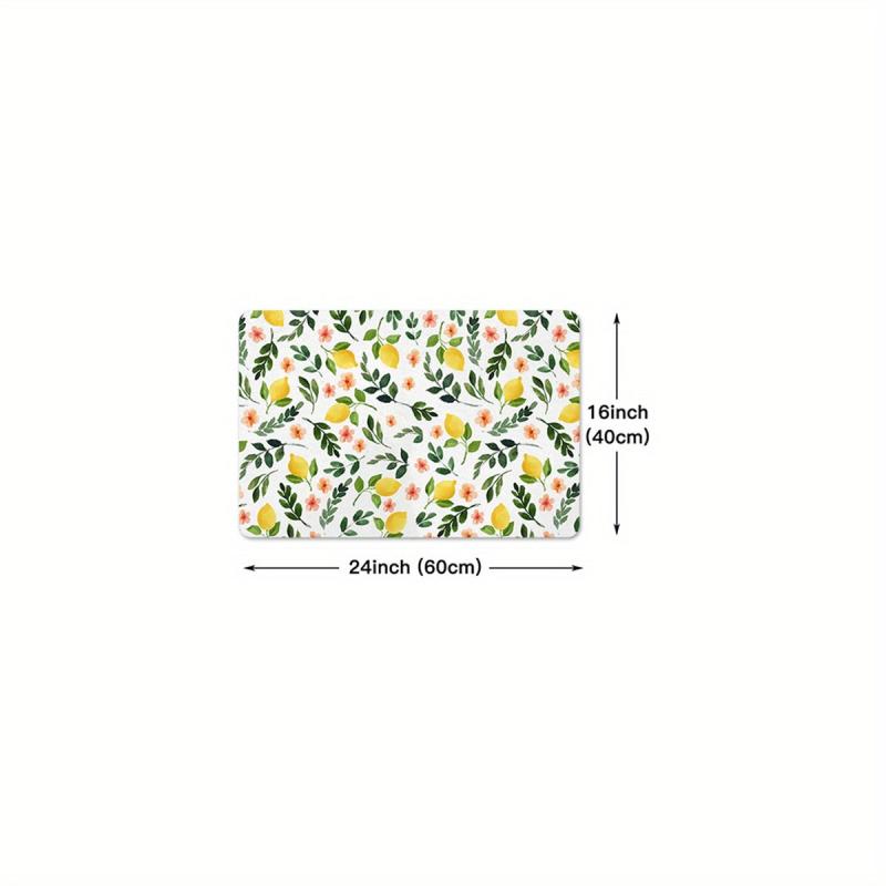 Yellow Lemons Fruit Kitchen Mat Non Slip Easy to Clean Rug