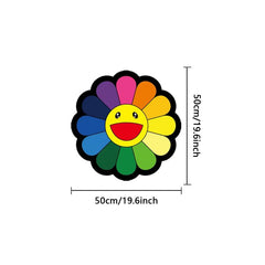 Rainbow Sunflower Shaggy Area Rug Colorful Floor Mat for Bedroom and Living Room