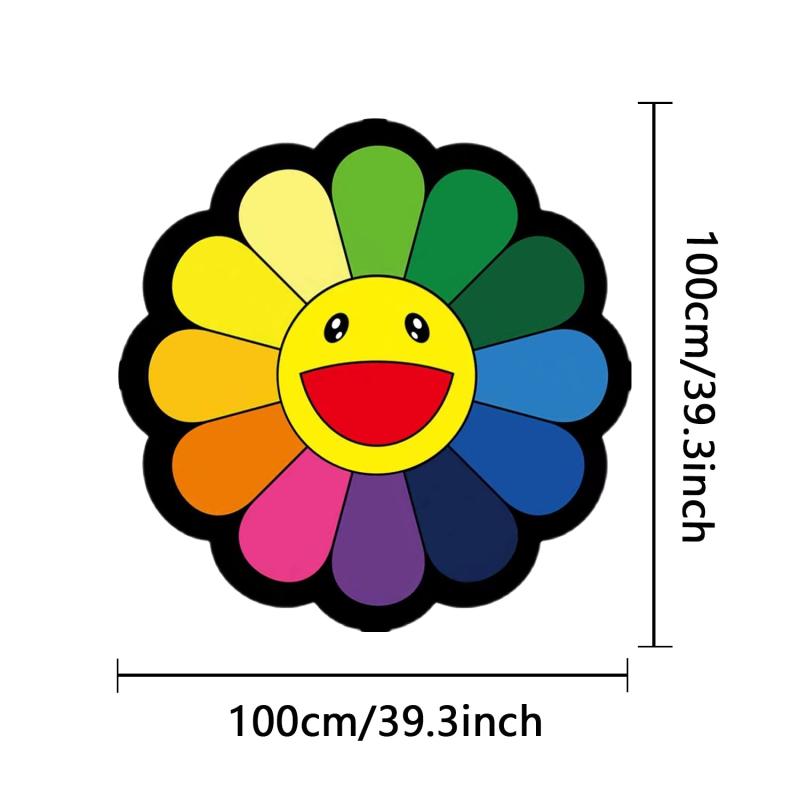 Rainbow Sunflower Shaggy Area Rug Colorful Floor Mat for Bedroom and Living Room
