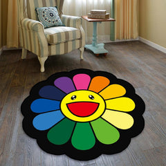 Rainbow Sunflower Shaggy Area Rug Colorful Floor Mat for Bedroom and Living Room