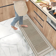 Geometric Border Pattern Kitchen Floor Mat Non Slip Bathroom Rug