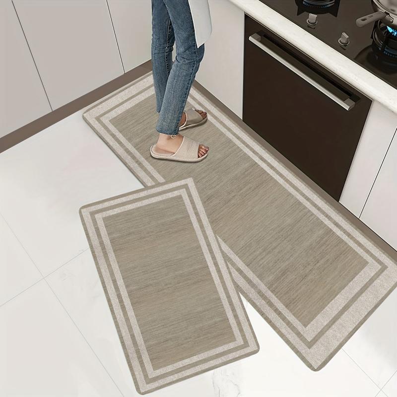 Geometric Border Pattern Kitchen Floor Mat Non Slip Bathroom Rug