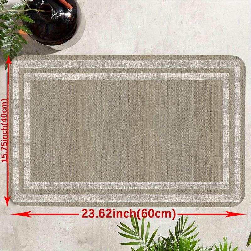 Geometric Border Pattern Kitchen Floor Mat Non Slip Bathroom Rug