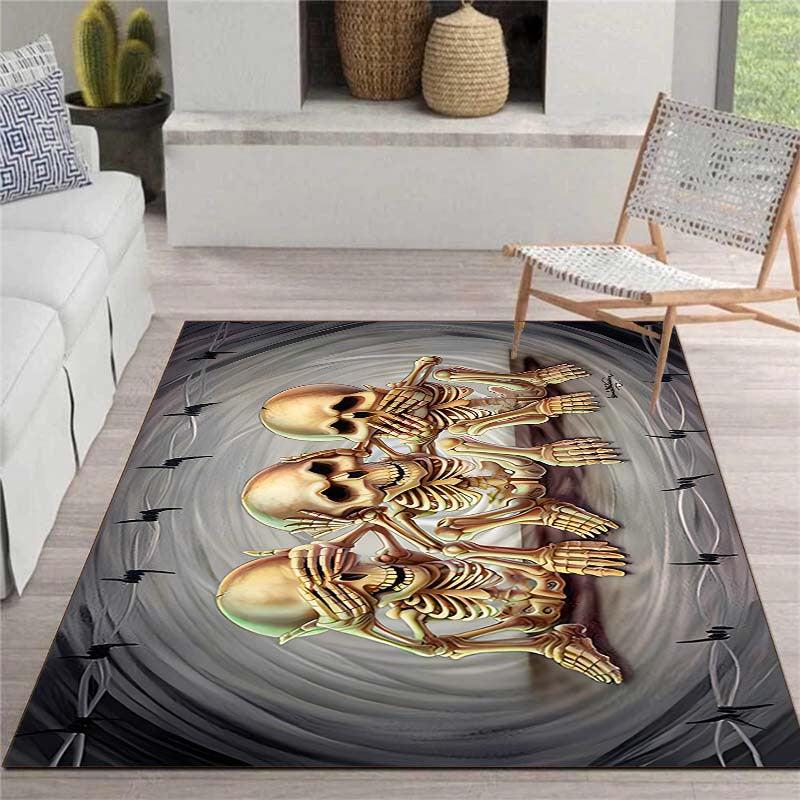 Music Skeleton 3D Gaming Rug Washable Living Room Carpet