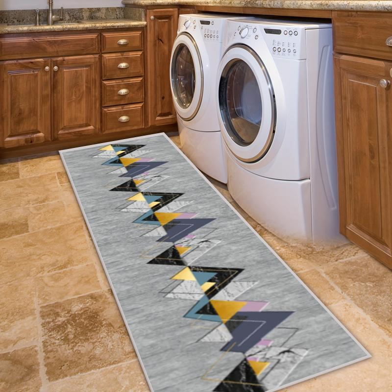 Geometric Kitchen Rug Modern Shampoo Rug Extra Long European Hallway Rug