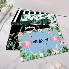 Printed Flannel Floor Mat Soft Non slip Bath Rug Hand Washable Bath Mat