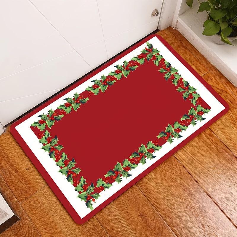 Christmas Element Carpet Non Slip Polyester Square Area Rug Modern Floor Mat