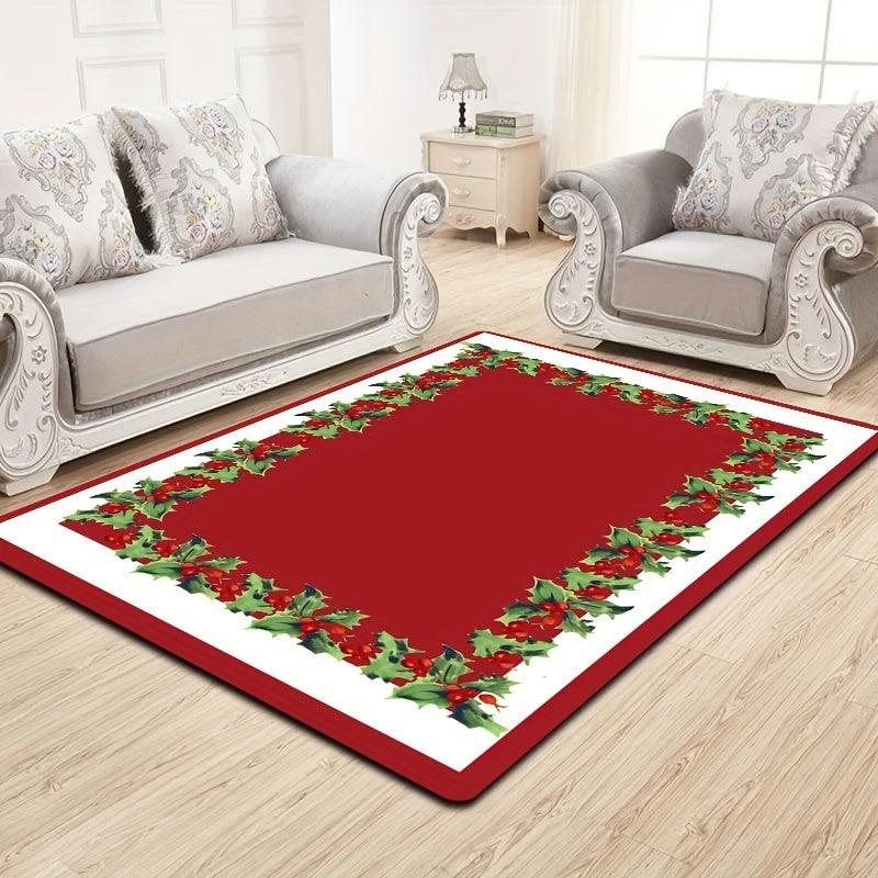 Christmas Element Carpet Non Slip Polyester Square Area Rug Modern Floor Mat