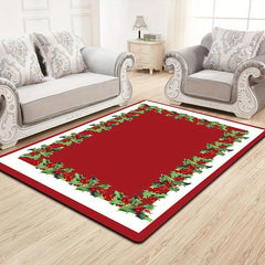 Christmas Element Carpet Non Slip Polyester Square Area Rug Modern Floor Mat